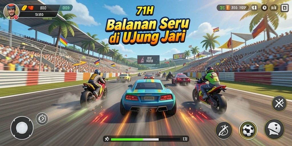 Screenshot gameplay balapan 71H yang mendebarkan dan seru.