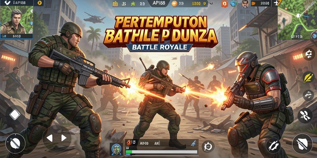 Tangkapan layar menampilkan aksi seru dalam gameplay Battle Royale.