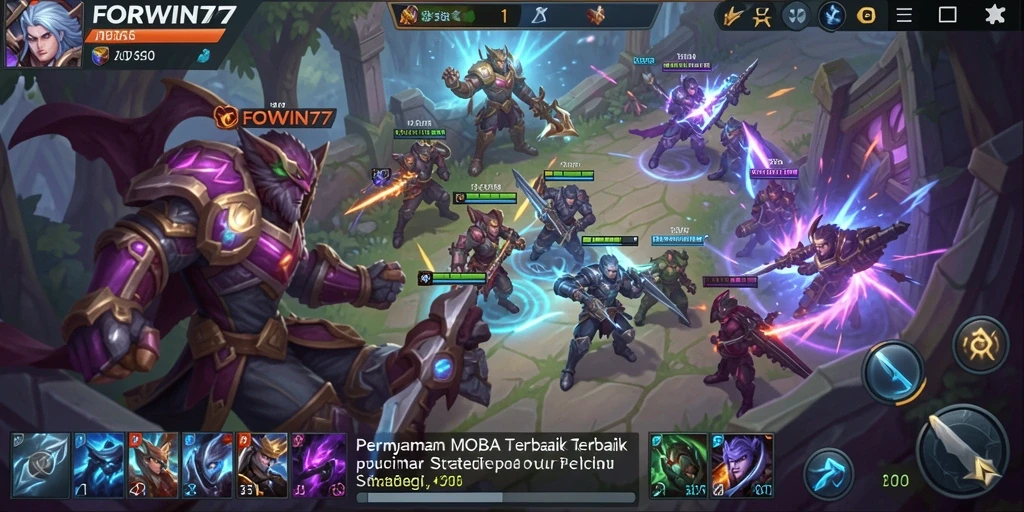 Screenshot gameplay FORWIN77 menampilkan karakter dan aksi pertempuran.