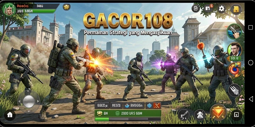 Screenshot gameplay GACOR108 yang menunjukkan suasana peperangan strategis.