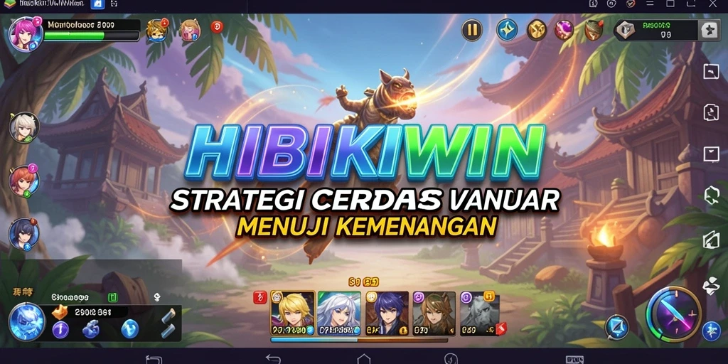 Screenshot gameplay HIBIKIWIN menunjukkan pertempuran strategis yang intens.