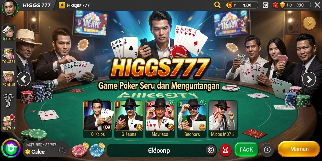 Tampilan gameplay HIGGS777 yang seru dengan pemain poker lainnya.