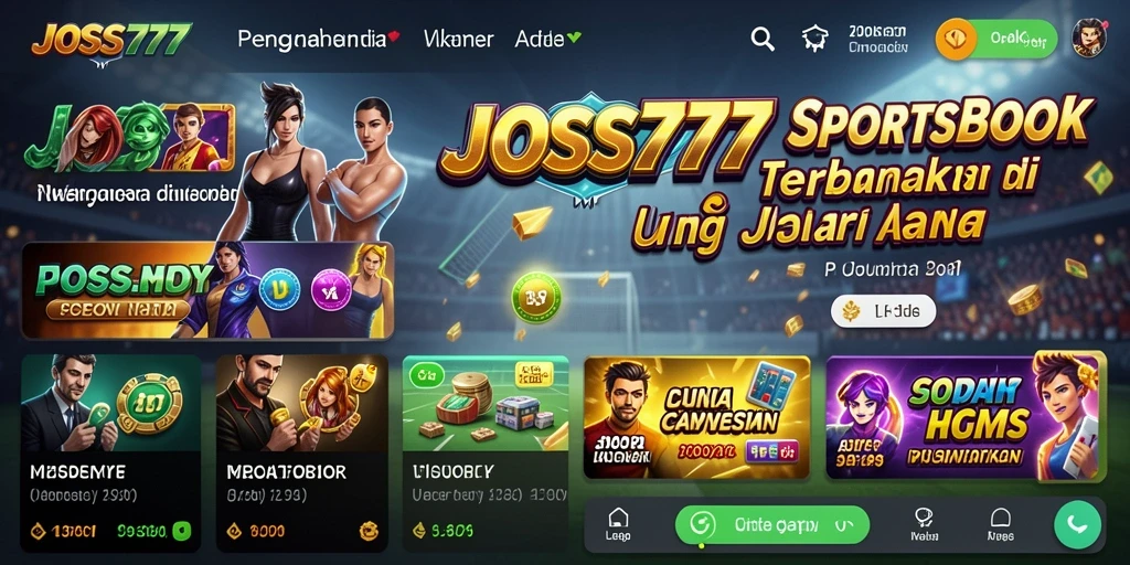 Tampilan gameplay JOSS777 dengan fitur Sportsbook yang menarik.