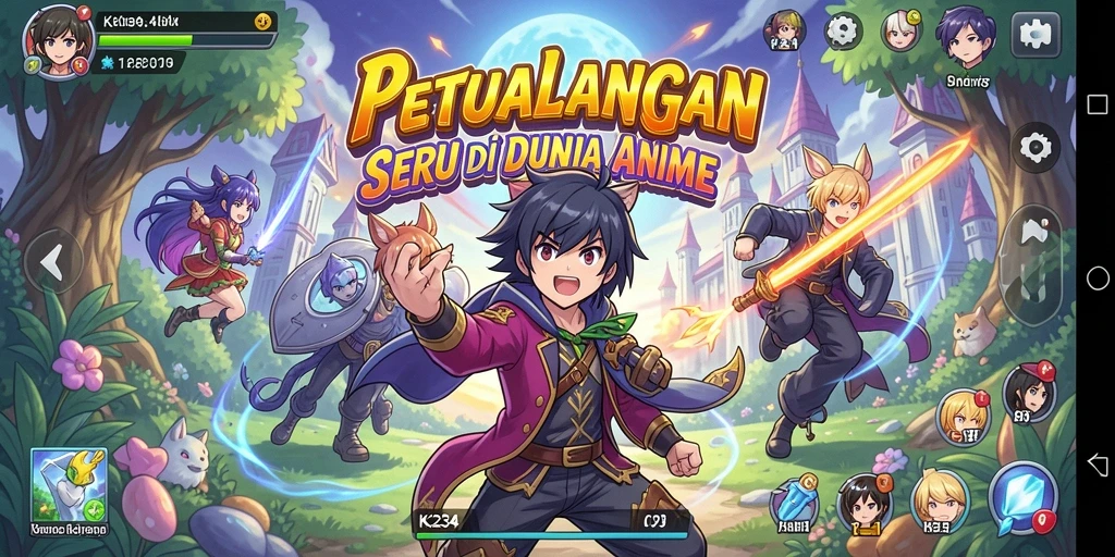 Tangkapan layar K234 menampilkan gameplay menarik dan karakter anime yang berwarna-warni.