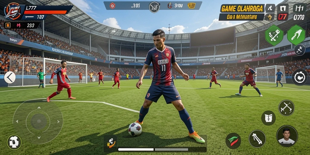 Tampilan gameplay L777 dengan aksi olahraga yang mendebarkan.