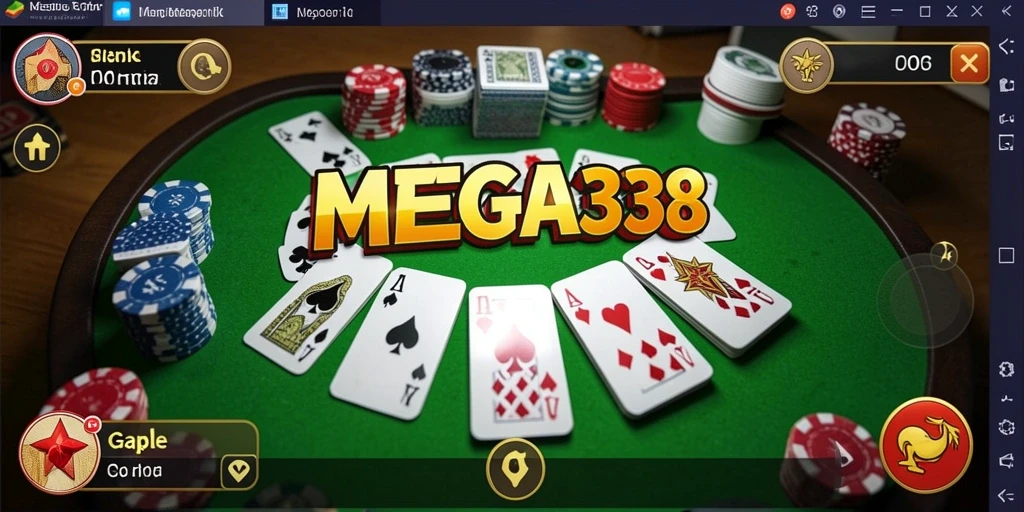Screenshot MEGA338 menampilkan momen seru dalam permainan Gaple.