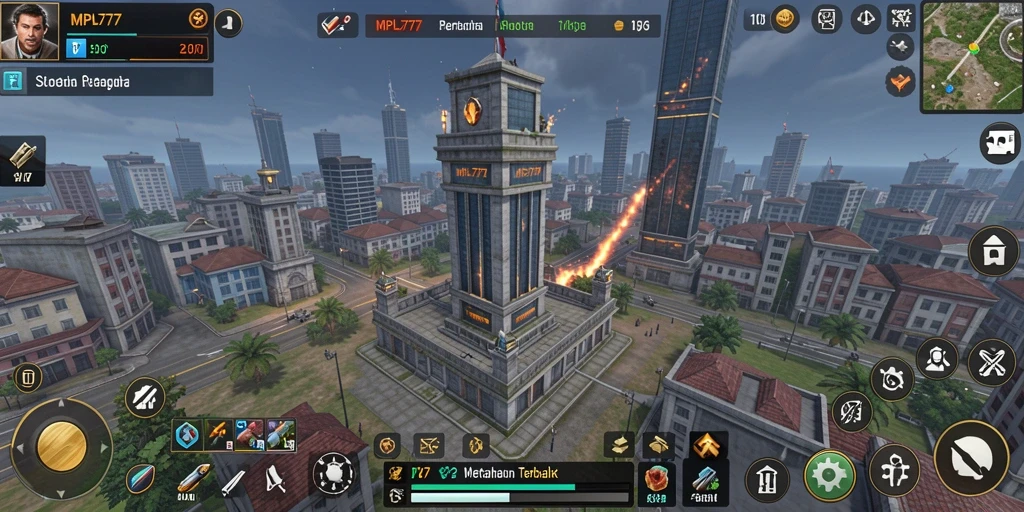 Screenshot menunjukkan gameplay menegangkan dalam MPL777 di Tower Defense.