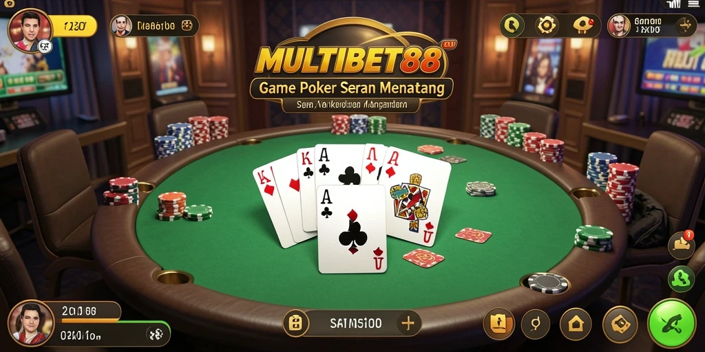 Tampilan gameplay poker yang seru dan interaktif di MULTIBET88.