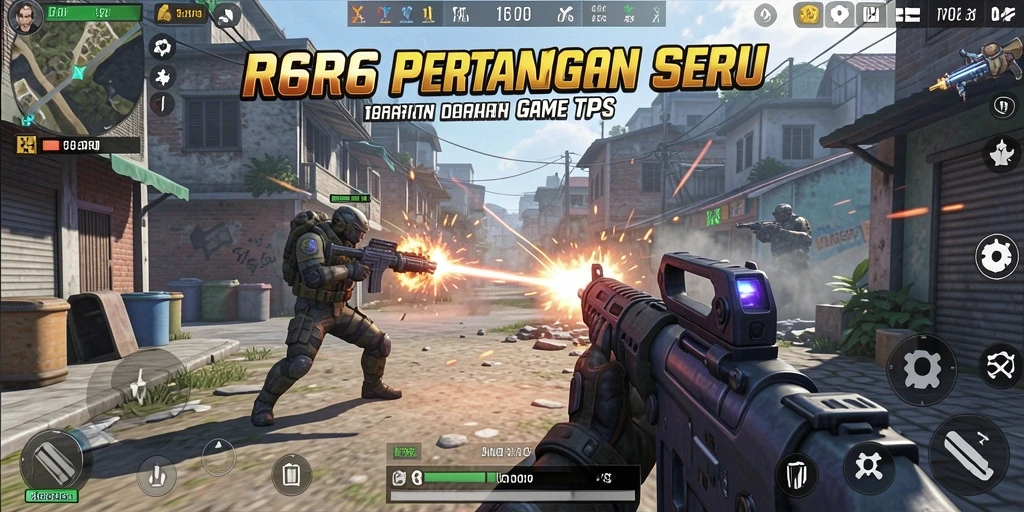 Tampilan gameplay R6R6 yang mendalam dalam aksi TPS.