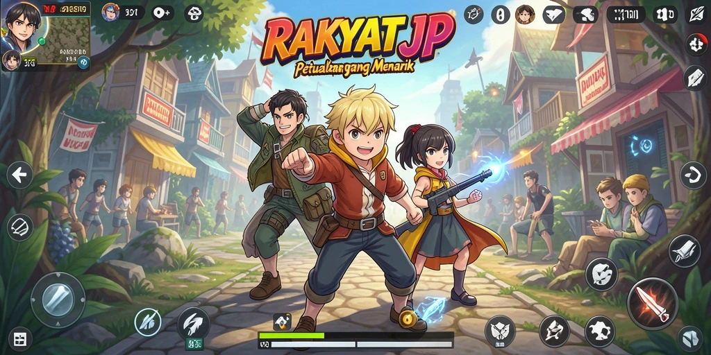 Tampilan gameplay RAKYATJP dengan karakter anime yang menarik.