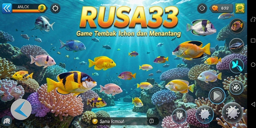 Gameplay seru RUSA33 dengan menembak ikan berwarna-warni.