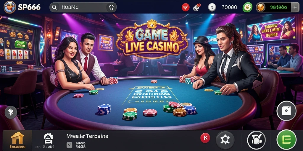 Tampilan gameplay Live Casino SP666 dengan dealer langsung dan interaksi seru.