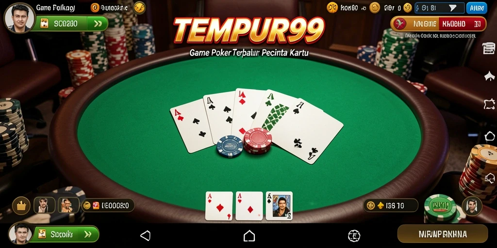 Tangkapan layar gameplay TEMPUR99 menunjukkan suasana Poker yang mendebarkan.