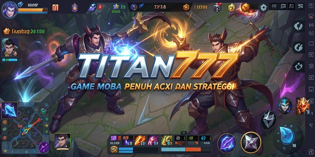 Gambar menampilkan aksi seru dalam permainan MOBA TITAN777.